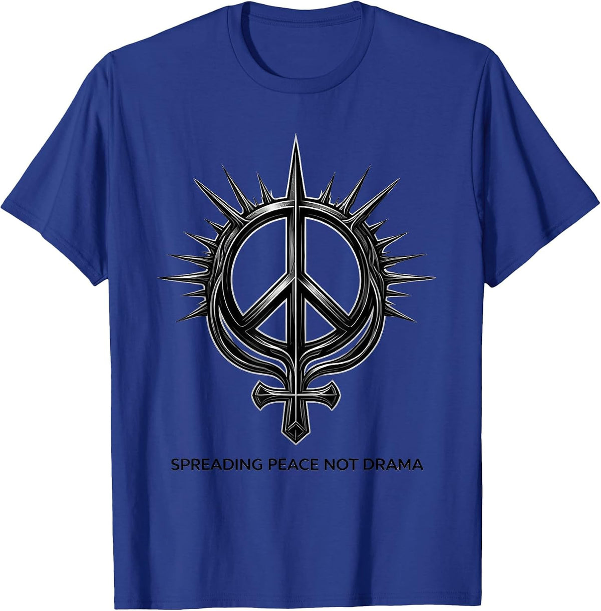 Spreading Peace Not Drama Peace Sign Design T-Shirt - Royal Blue