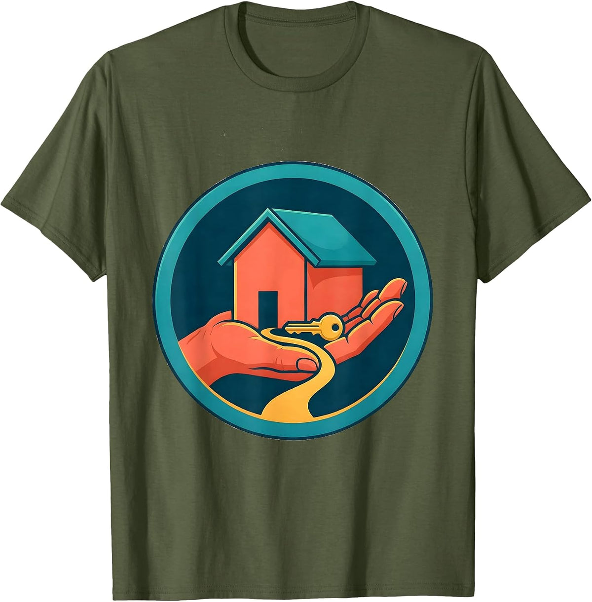 Men's Sealed Home Key Realtor Real Estate Agent Gift T-Shirt - Olive Green