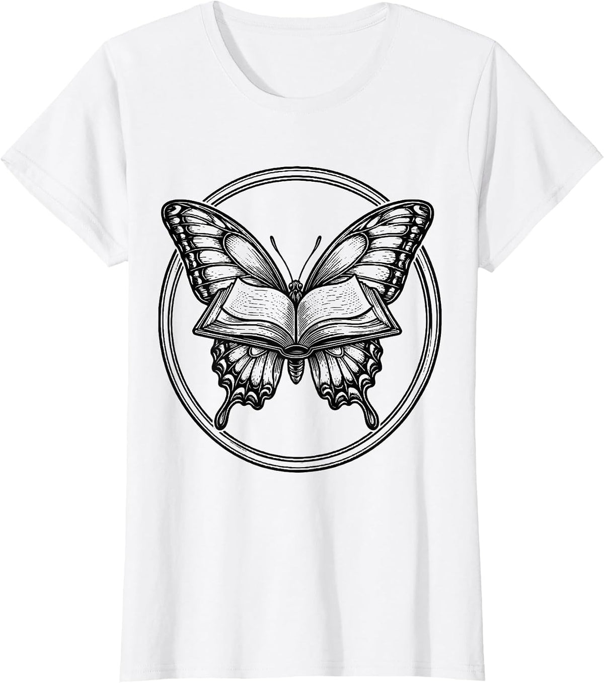 Reading Teacher Open Book Butterfly Wings Design T-Shirt - White