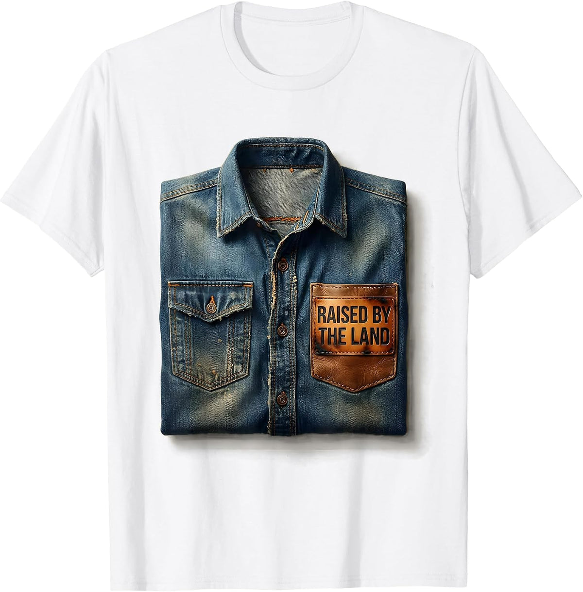 Men's Raised by the Land Country Roots Design T-Shirt - White