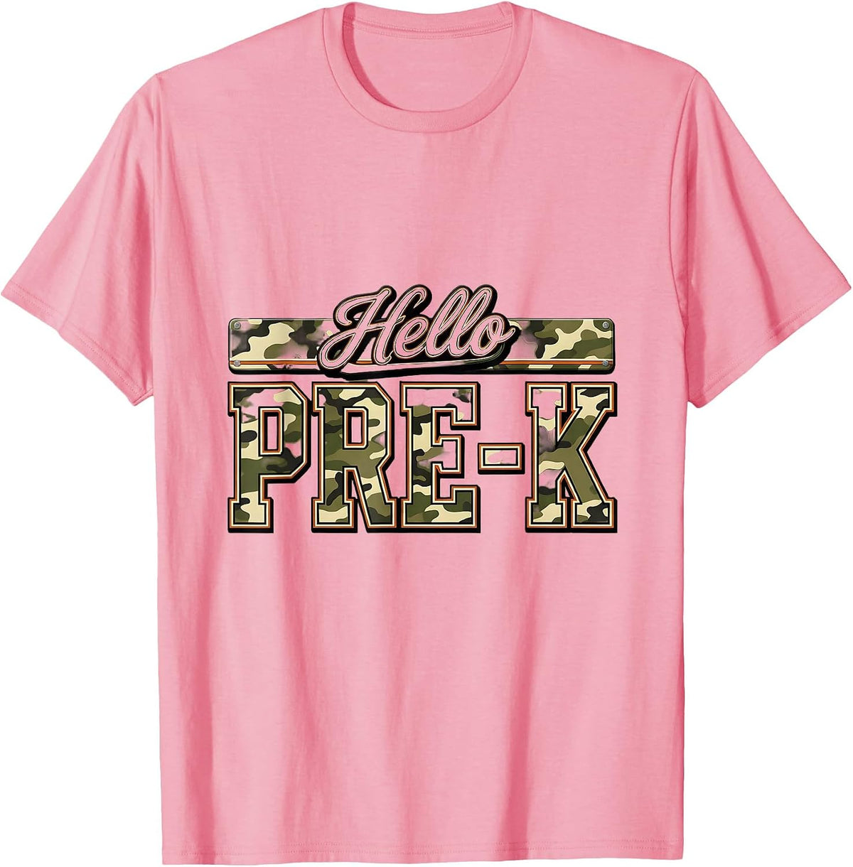 Men's Hello Pre-K Camo Back To School Boy Teacher First Day T-Shirt - Pink