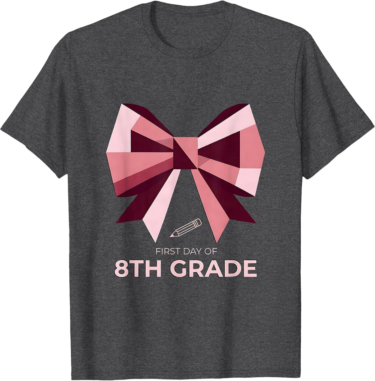 Men's First Day Of 8th Grade Coquette Bow Back To School Girl T-Shirt - Dark Heather Grey