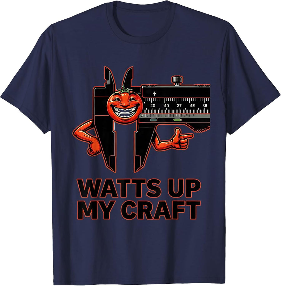 Watts Up My Craft Funny Machinist Electrician Trade Pride T-Shirt - Navy Blue