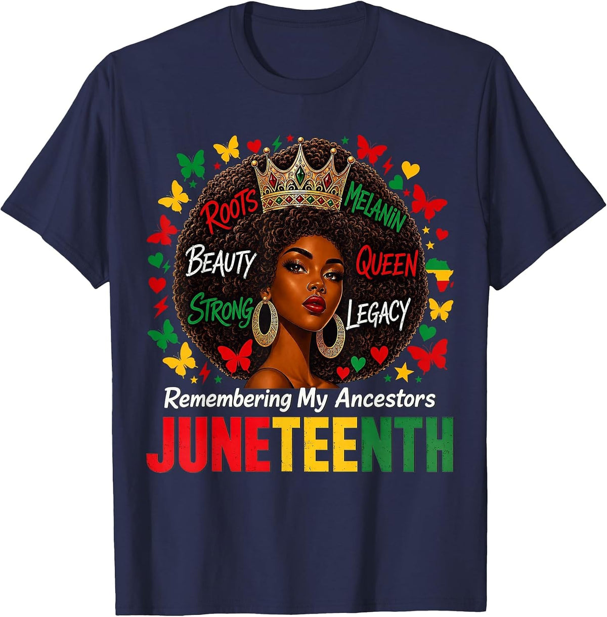 Juneteenth Remembering My Ancestors Black Women Juneteenth T-Shirt - Navy Blue