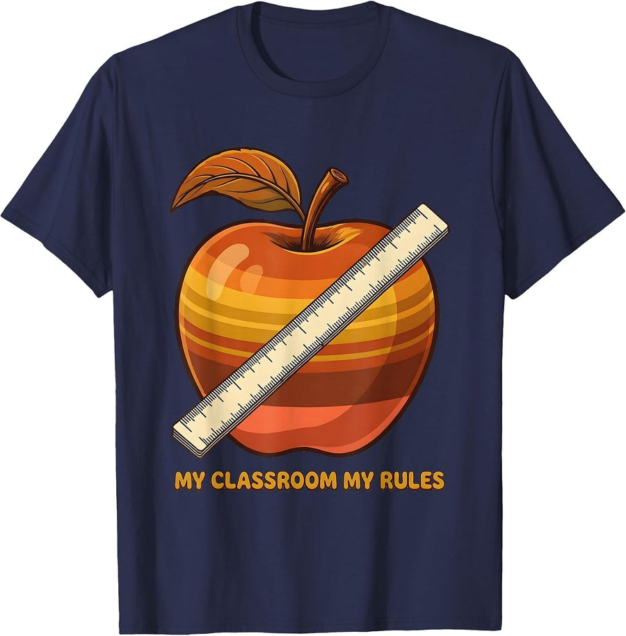 My Classroom My Rules 5th Grade Teacher Design T-Shirt - Navy Blue