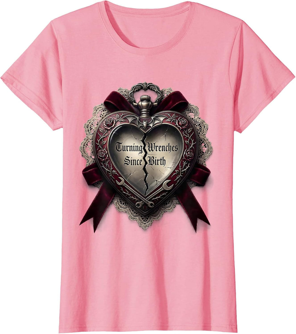 Women's Turning Wrenches Since Birth Mechanic Design T-Shirt - Pink