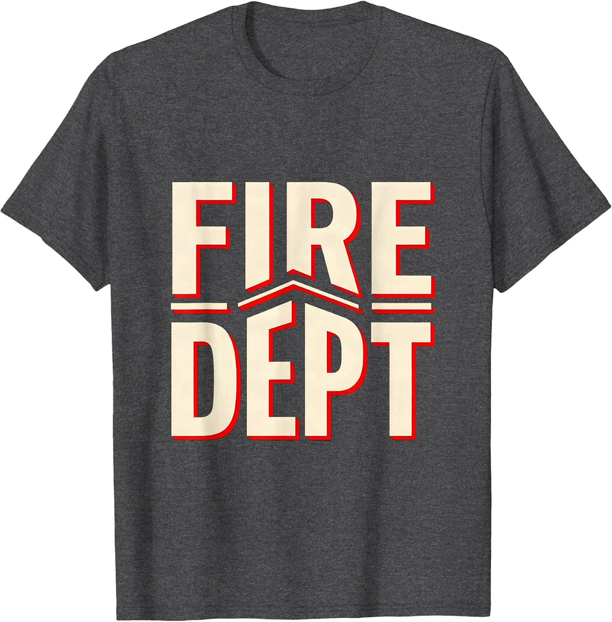 Fire Dept Minimalist Firefighter Badge Humor Occupation T-Shirt - Dark Heather Grey