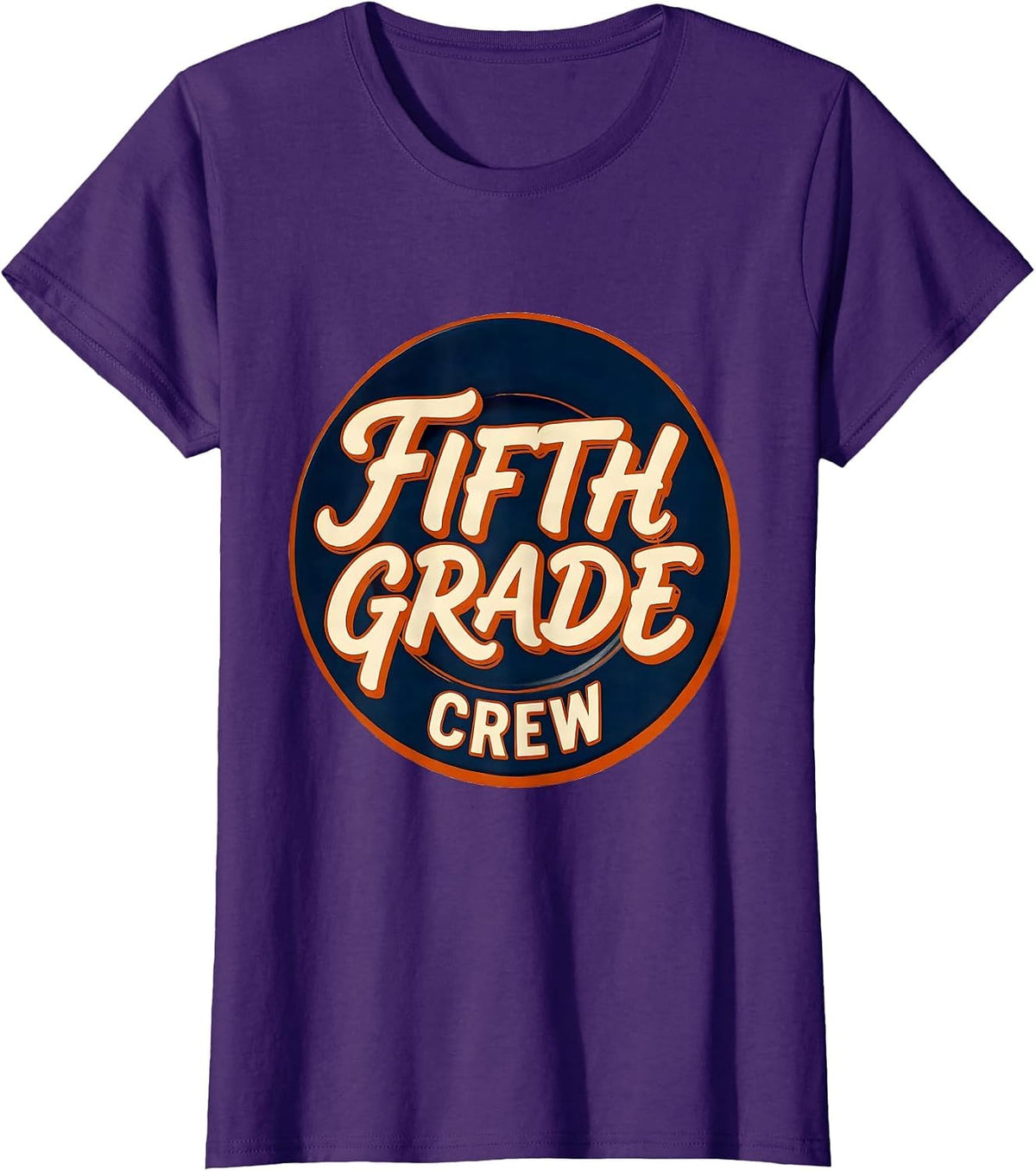 Women's Fifth Grade Crew Retro Teacher Student Back To School T-Shirt - Purple