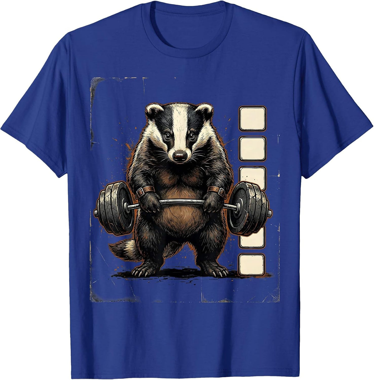 Men's Badger Weightlifting Funny Gym Animal Workout Humor T-Shirt - Royal Blue