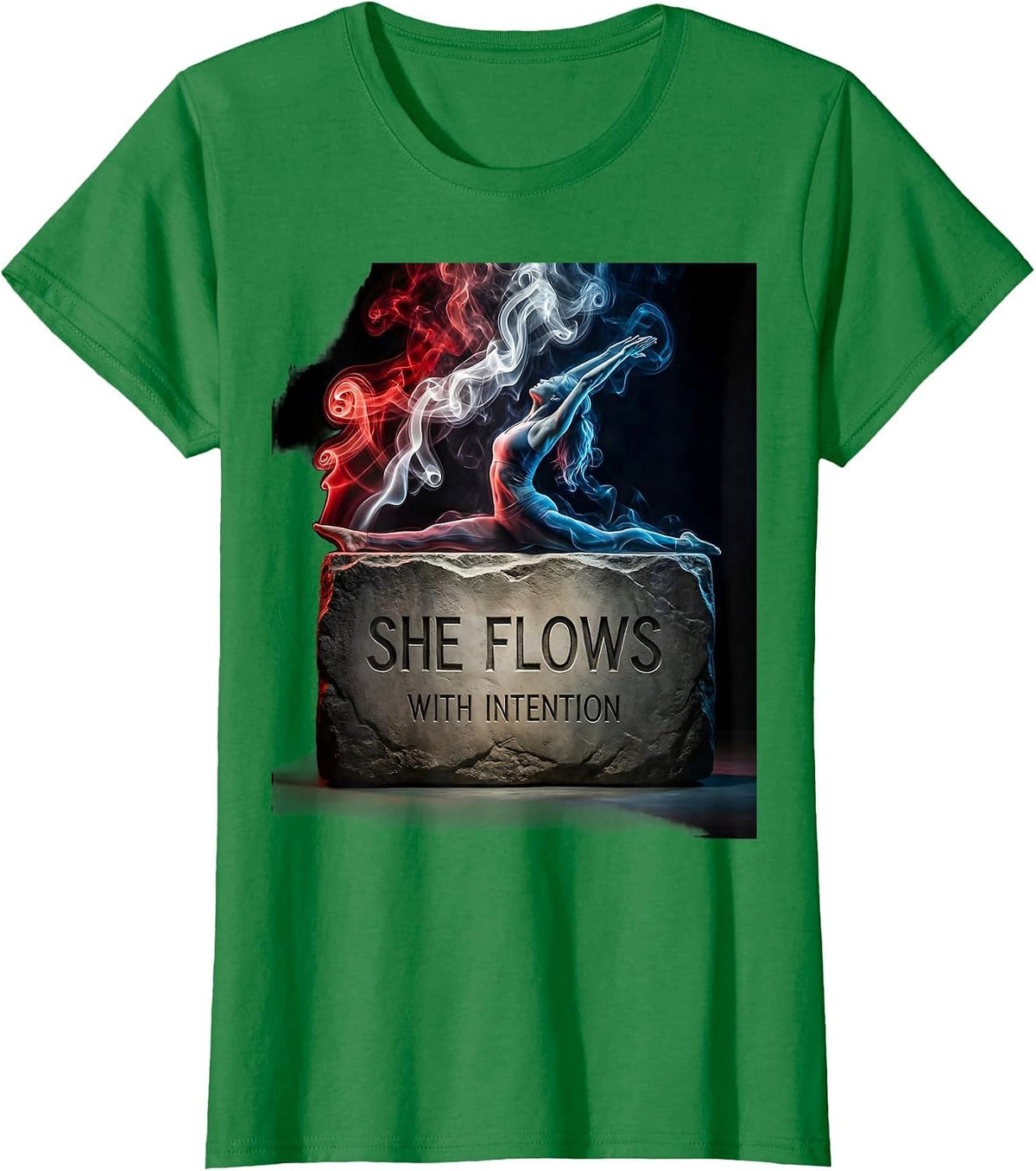 She Flows With Intention Pilates Design T-Shirt - Kelly Green