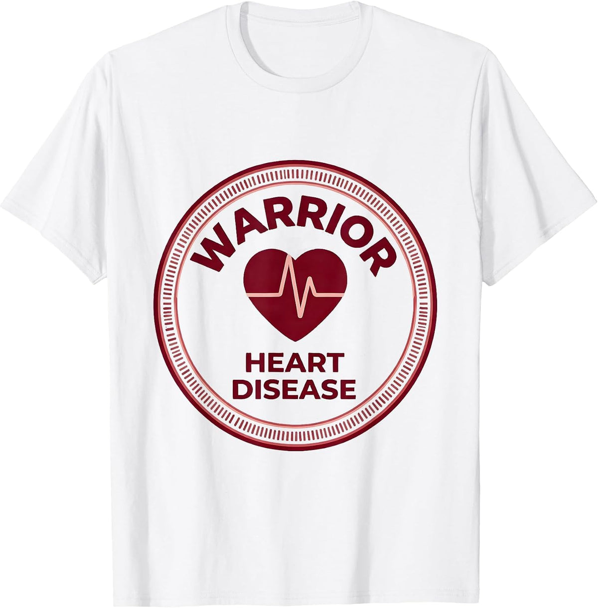 Men's Heart Disease Warrior Monochromatic Health Awareness Support T-Shirt - White