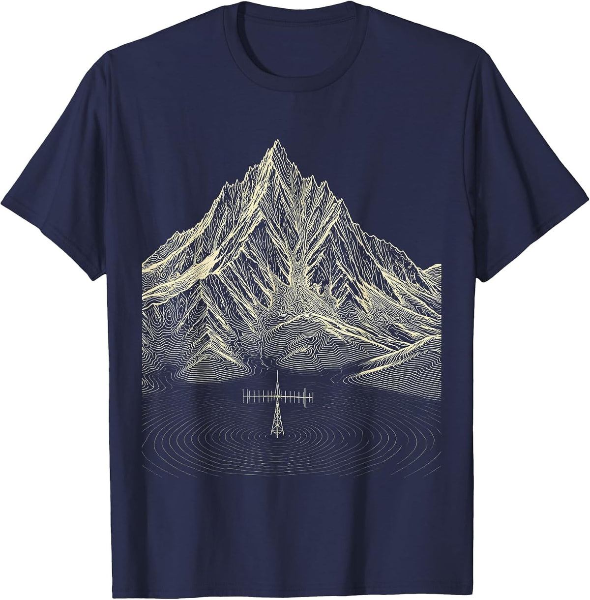 Peak Terrain Topographic Contour Map Ham Radio Operator T-Shirt - Navy Blue