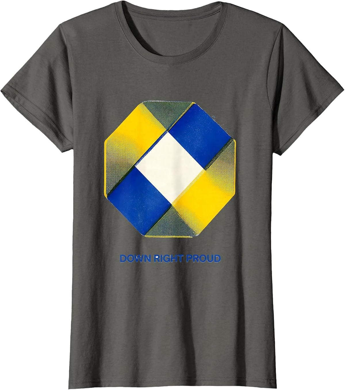 Women's Down Right Proud Risograph Down Syndrome Awareness Family T-Shirt - Asphalt Grey
