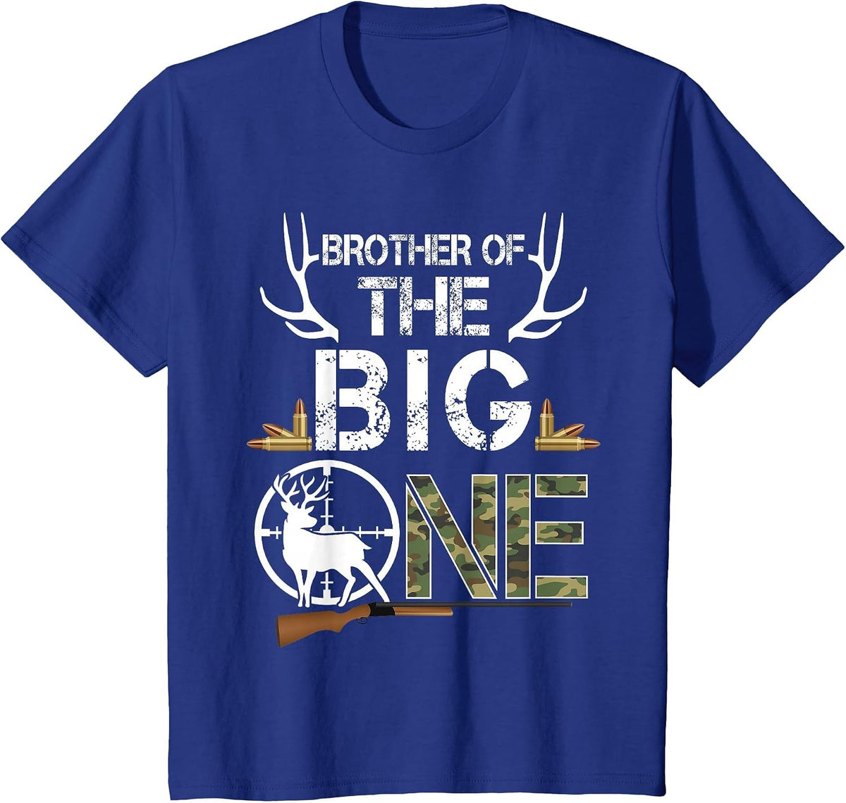Brother of The Big One Birthday Boy Deer Hunter Camouflage T-Shirt - Royal Blue