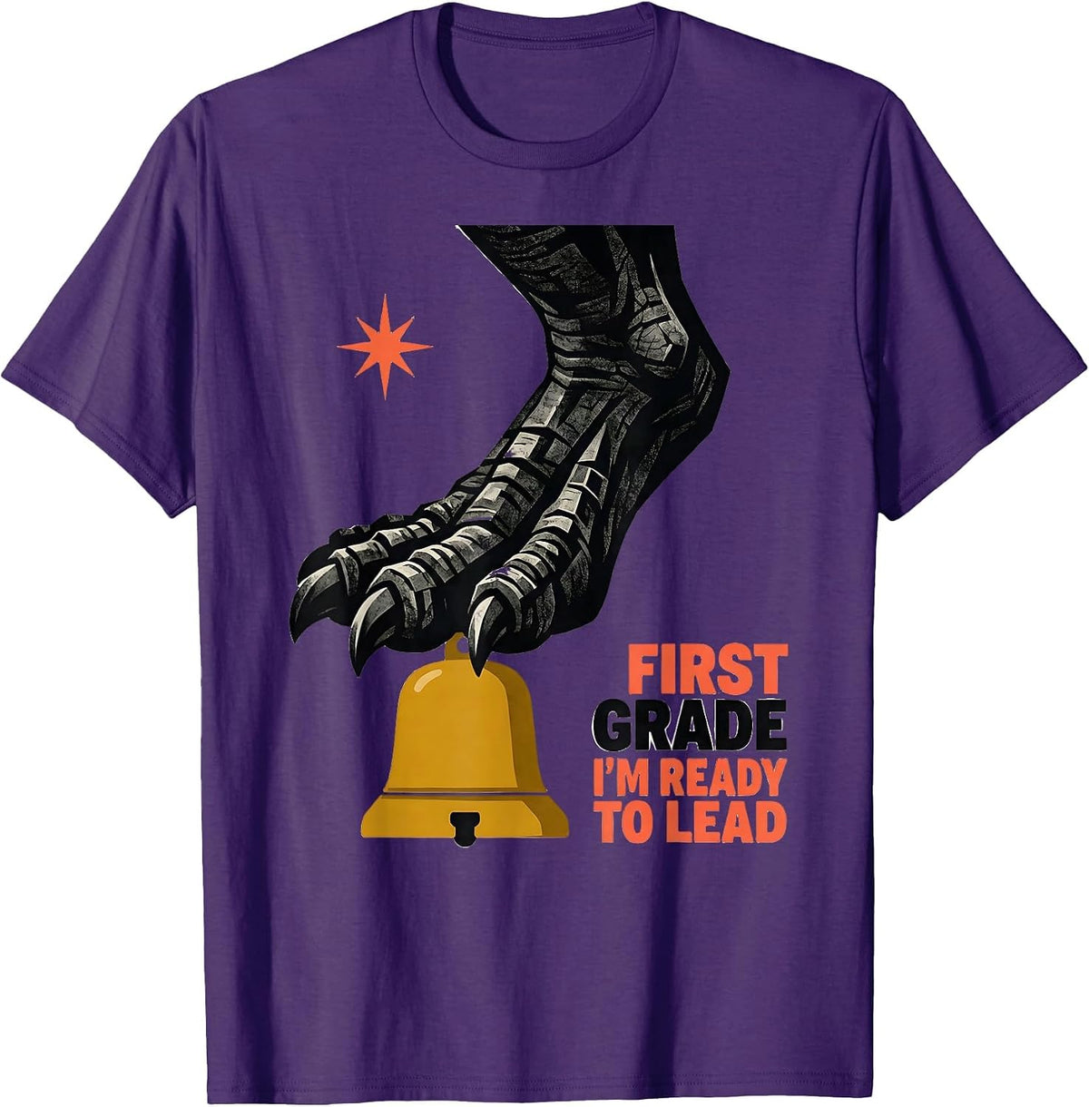 Men's First Grade I'm Ready To Lead Playful Dinosaur Boy Back T-Shirt - Purple