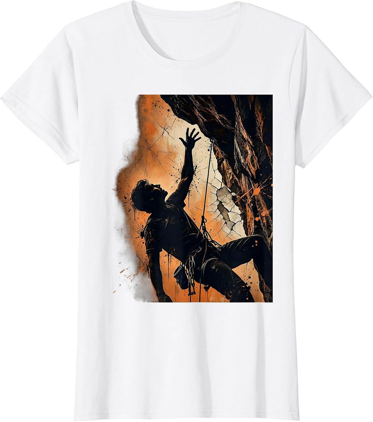 Rock Climber Reaching for the Ledge Graphic T-Shirt - White