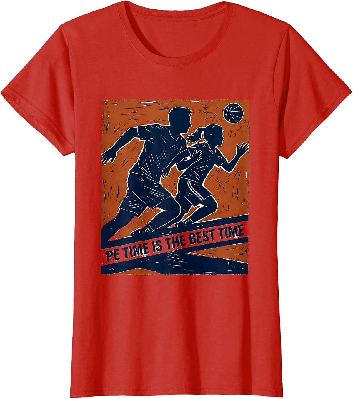 PE Time Is The Best Time Funny PE Teacher Back To School T-Shirt - Red