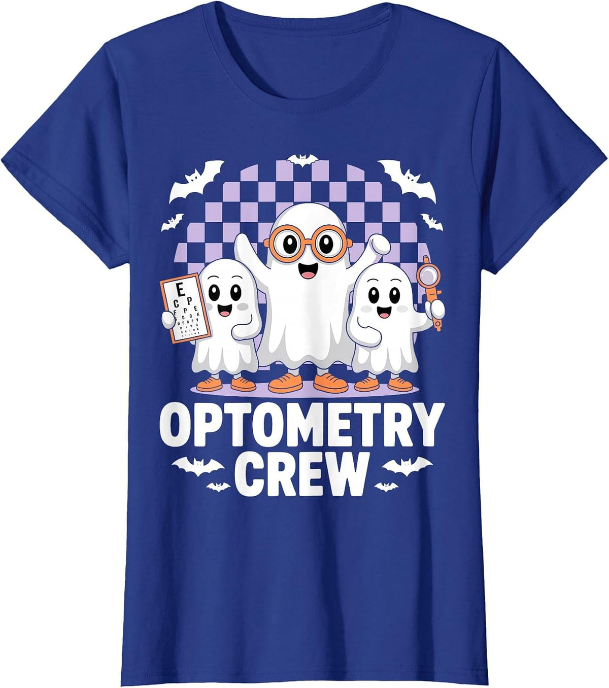 Optometry Crew Optometrist Eye Spooky Ghost Halloween T-Shirt - Royal Blue