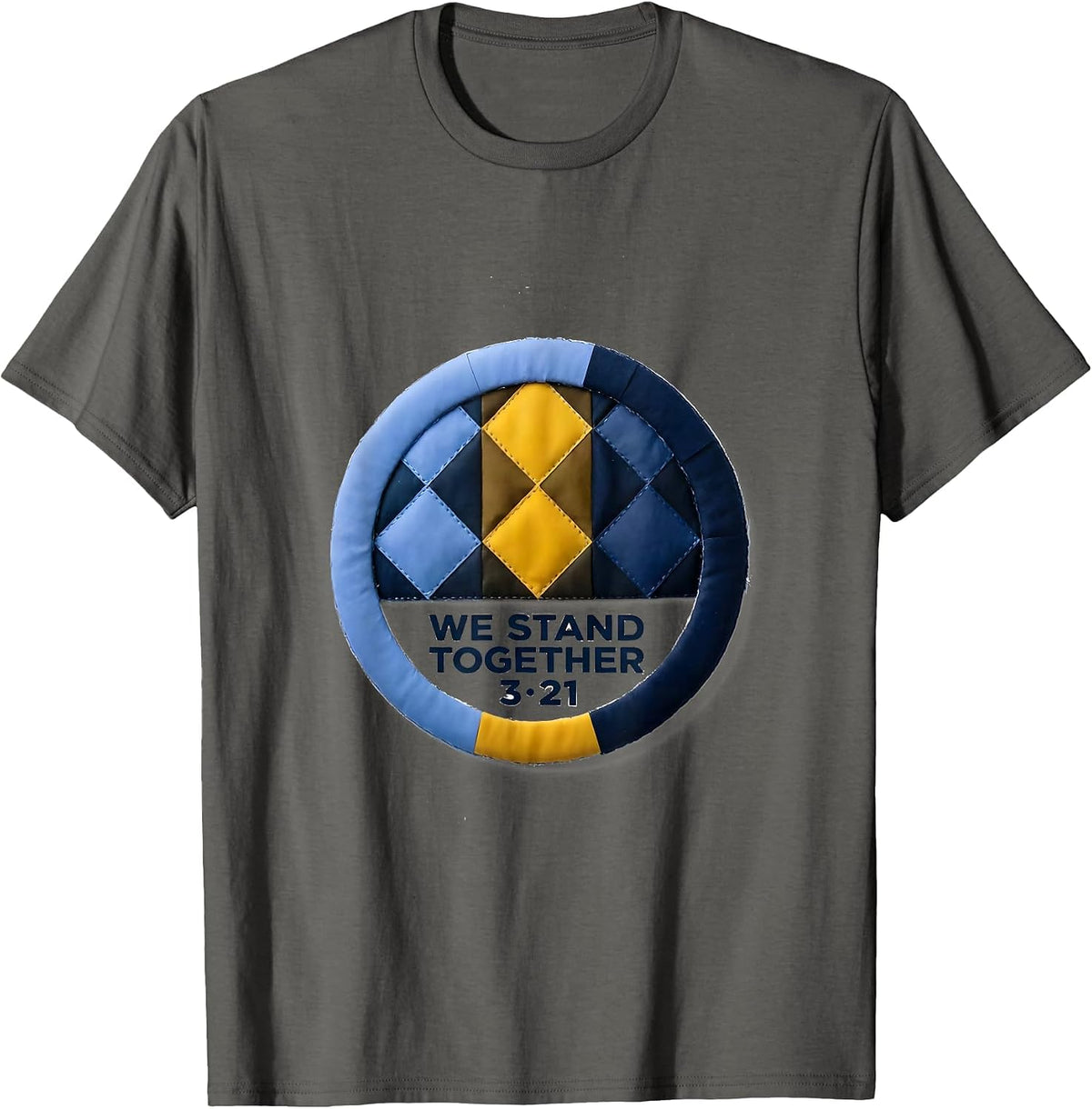 We Stand Together, 3·21 Heartfelt Down Syndrome Awareness T-Shirt - Asphalt Grey