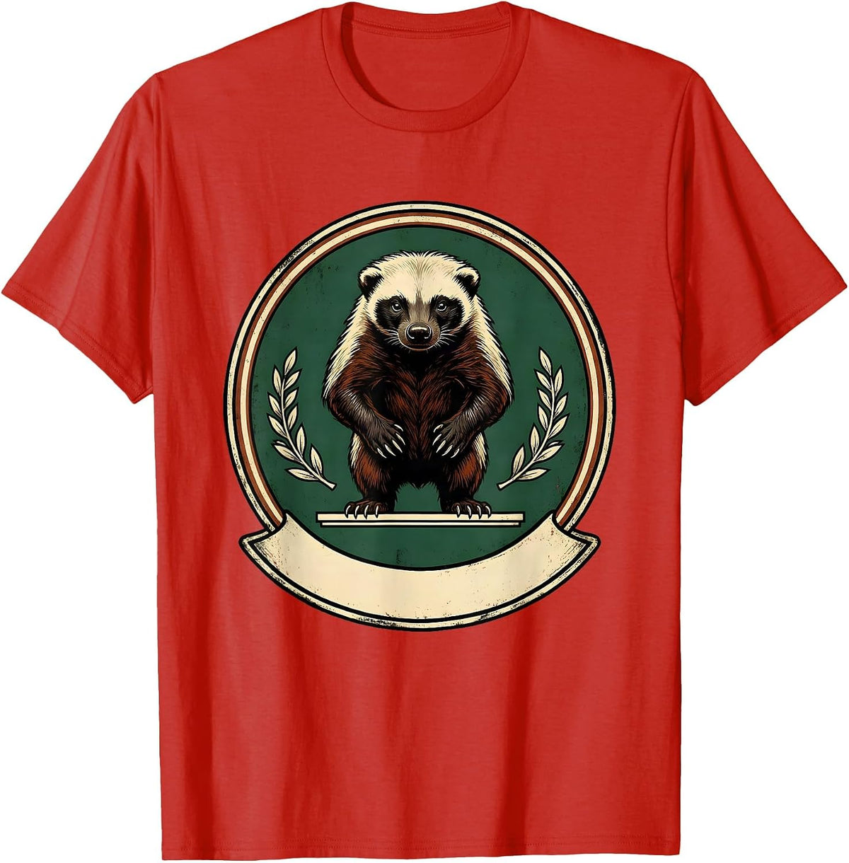 Men's Honey Badger Vintage Funny Animal Humor T-Shirt - Red