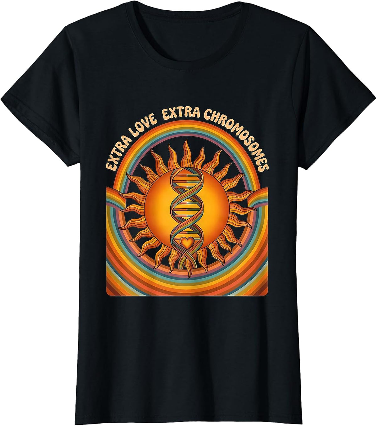 Women's Extra Love Extra Chromosomes Down Syndrome Awareness T-Shirt - Black