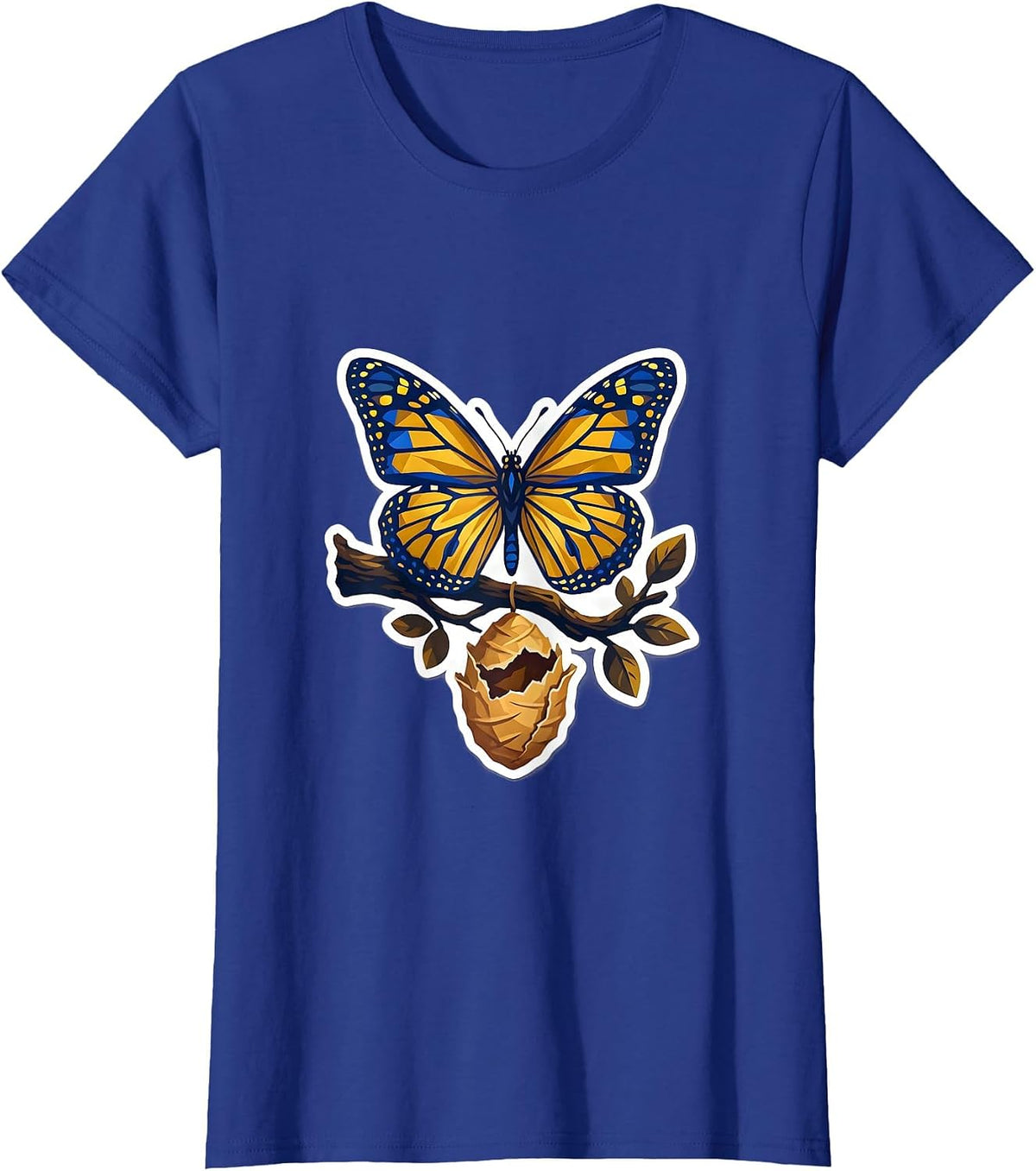 Women's Down Syndrome Awareness Butterfly Emerging Cocoon T-Shirt - Royal Blue