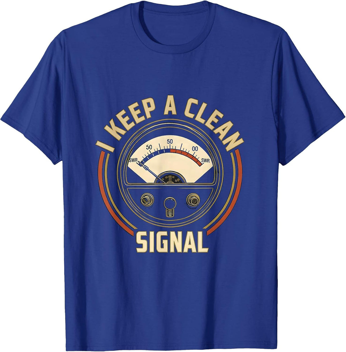 Men's I Keep A Clean Signal Funny Ham Radio Operator Hobby Emblem T-Shirt - Royal Blue