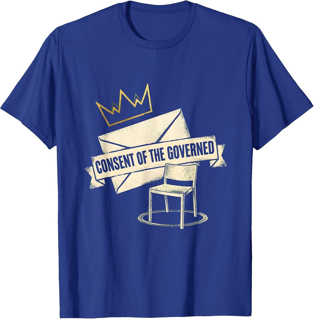Consent Of The Governed Rubber Stamp Political Satire T-Shirt - Royal Blue