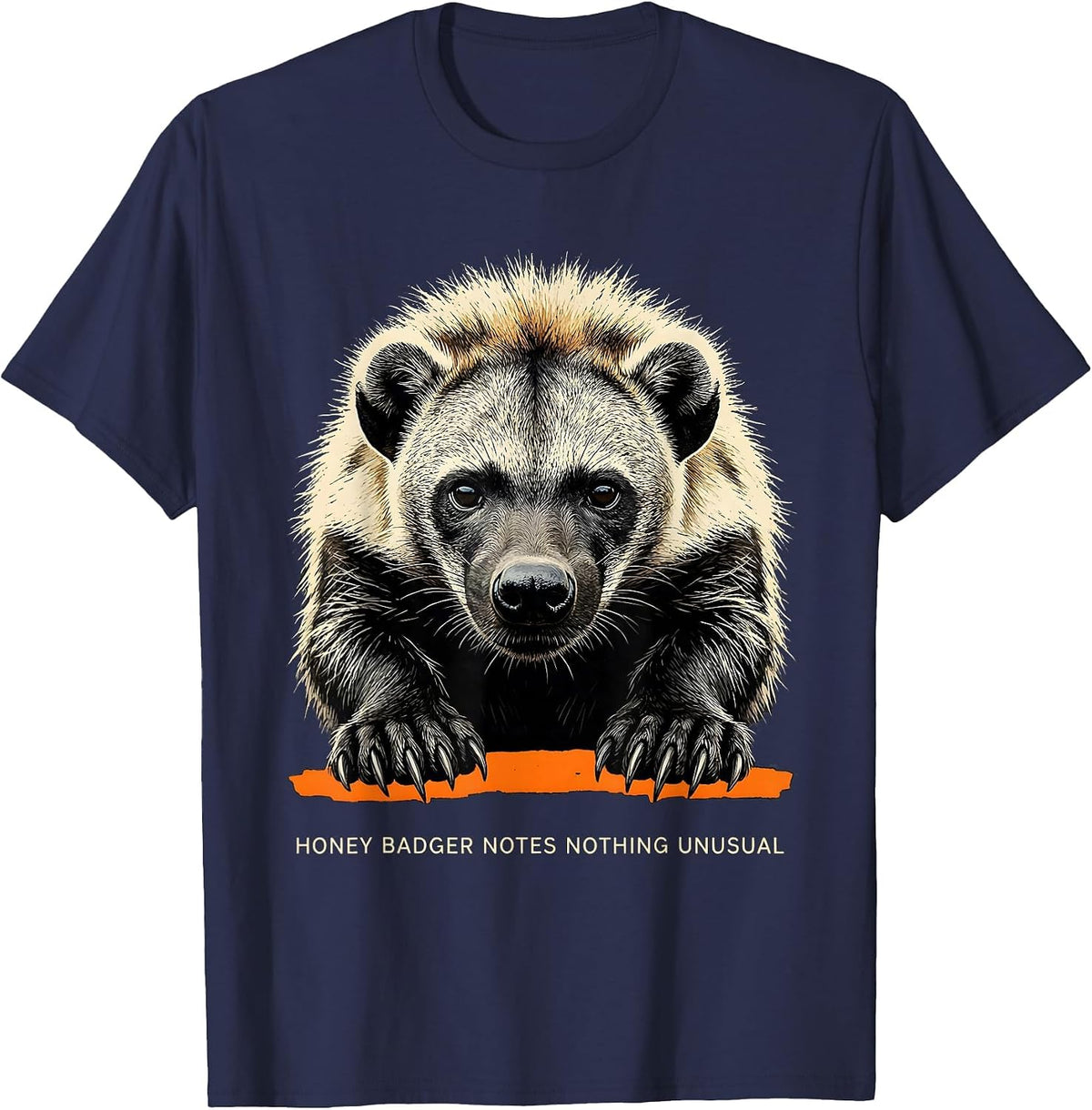 Men's Honey Badger Notes Nothing Unusual Funny Animal Meme T-Shirt - Navy Blue