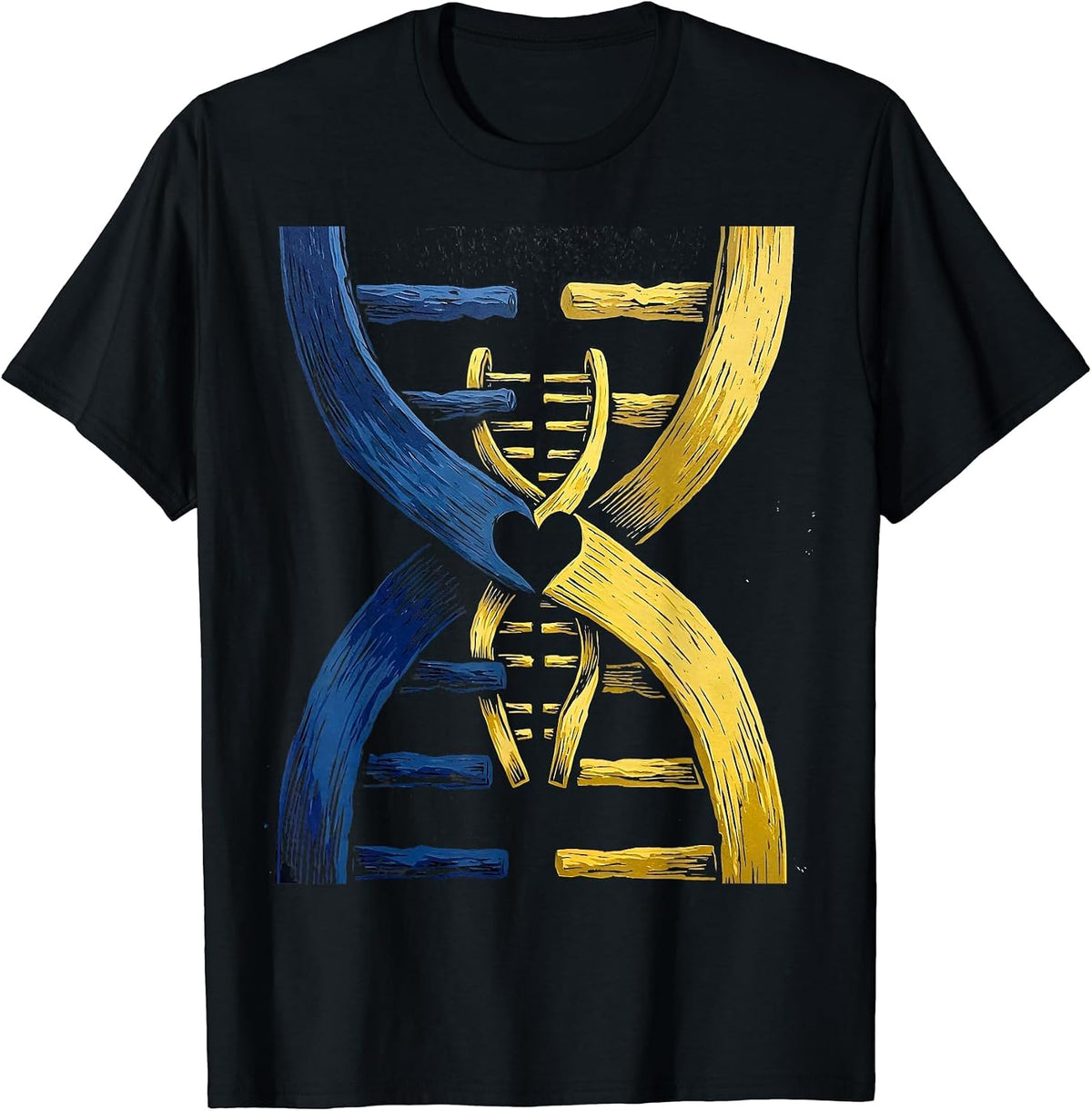 Men's Chromosome Interlock Heartfelt Down Syndrome Support T-Shirt - Black