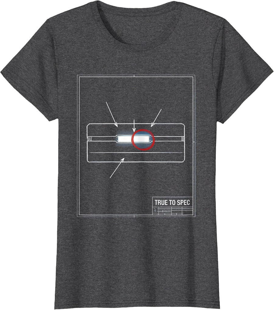 Women's True To Spec Technical Blueprint Machinist Electrician Humor T-Shirt - Dark Heather Grey