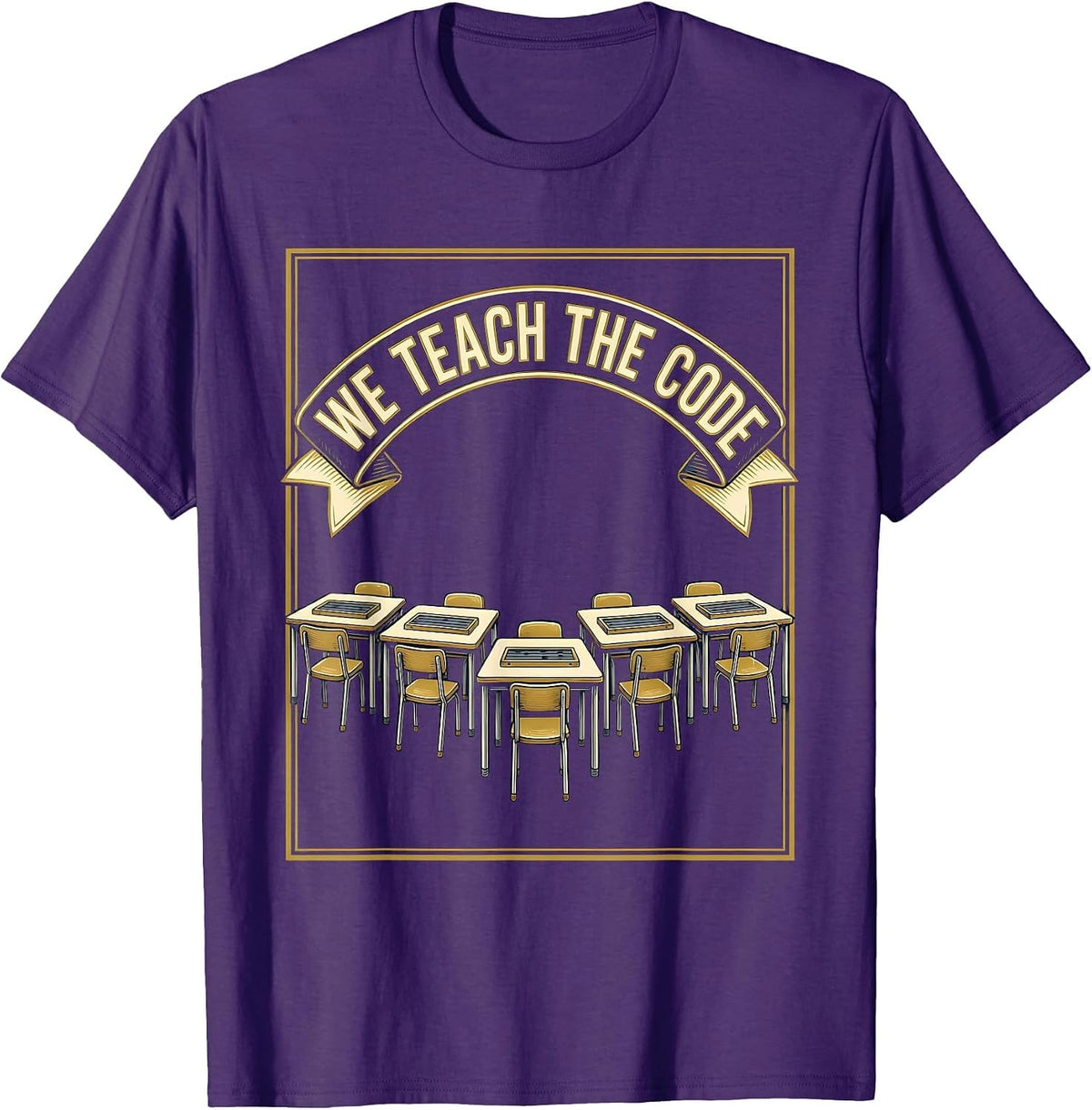 We Teach The Code Reading Teacher Literacy Wordplay Humor T-Shirt - Purple