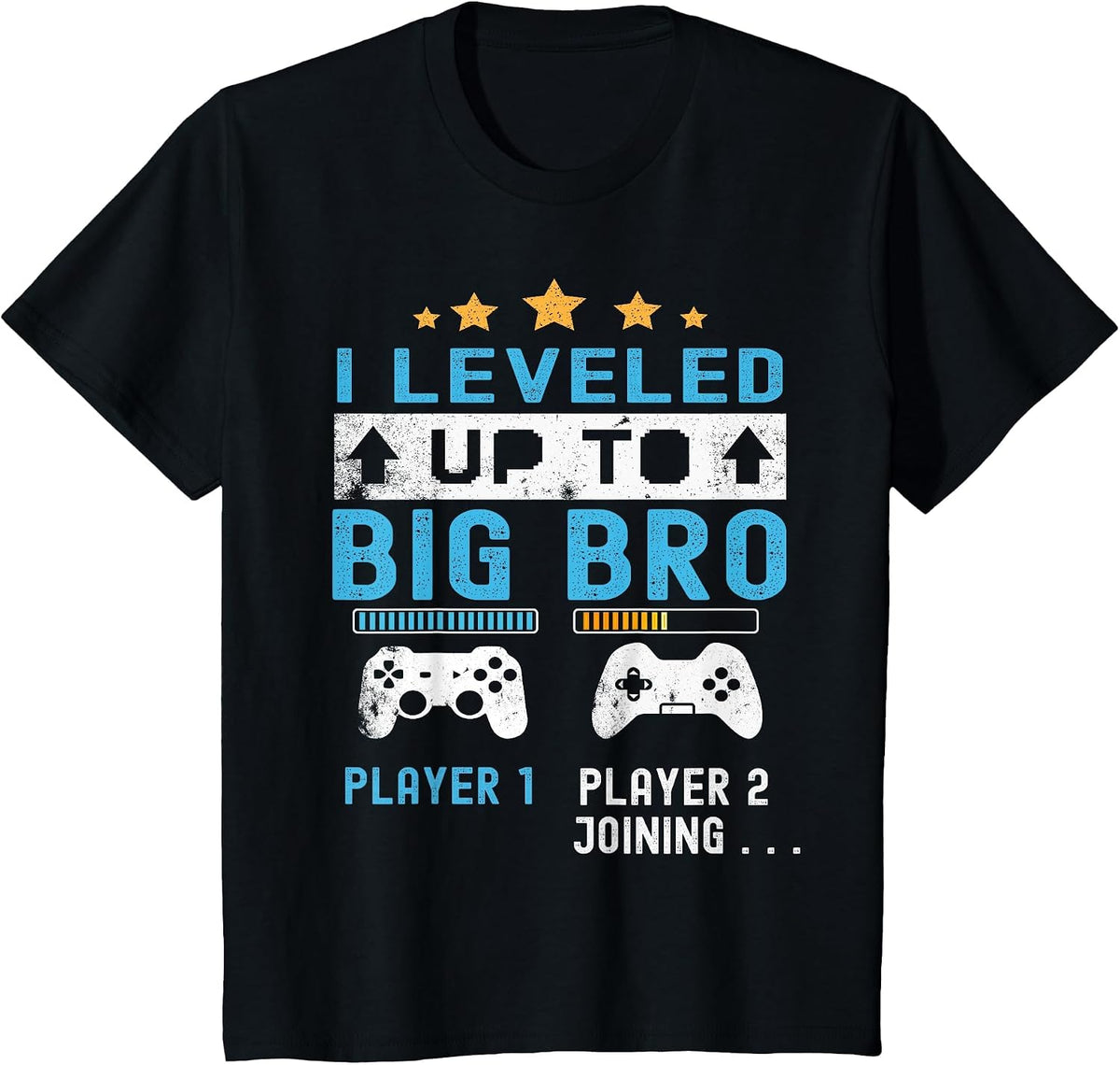 Leveled Up to Big Bro - Gamer New Player Joining Soon T-Shirt - Black