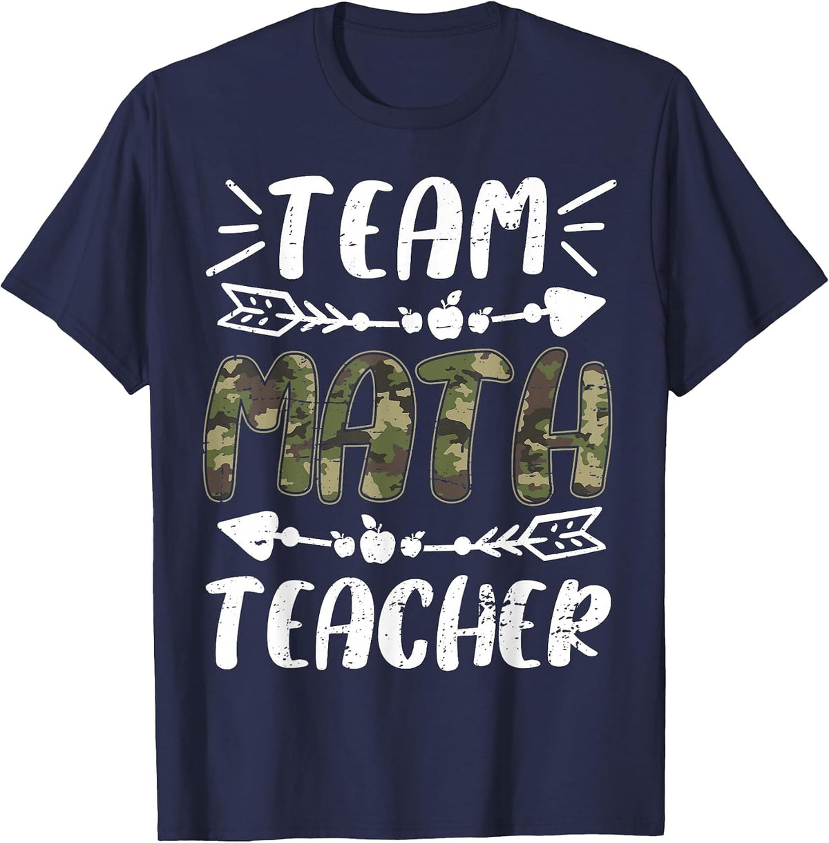 Funny Team Math Teacher Camo Teacher Student Back to School T-Shirt - Navy Blue