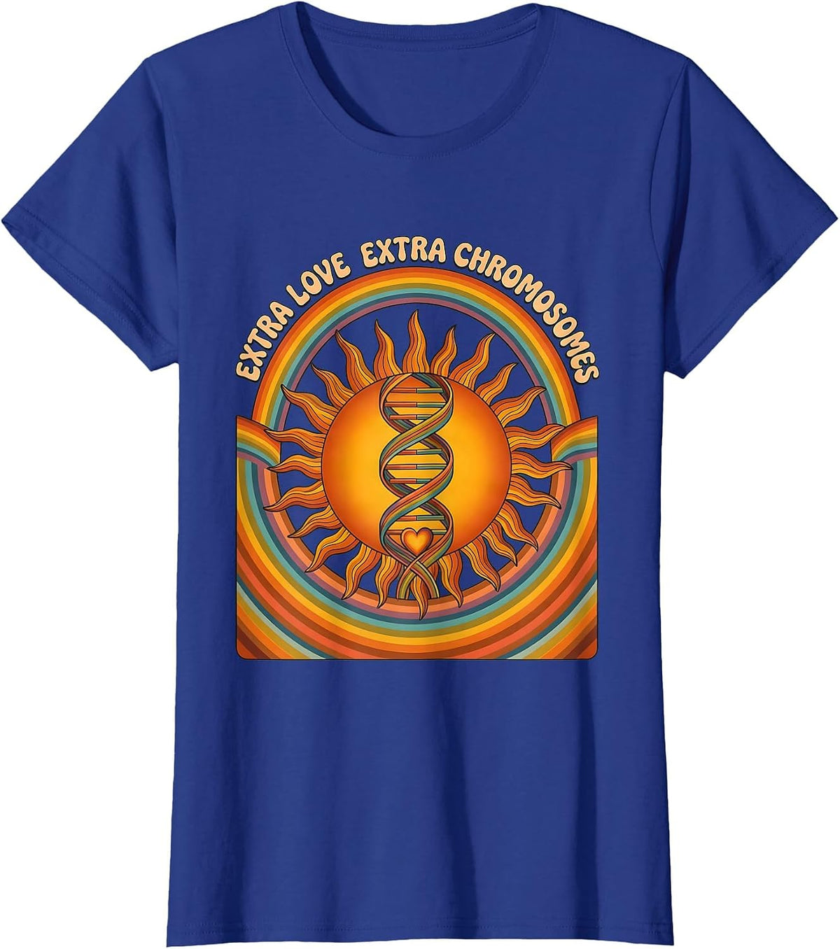 Women's Extra Love Extra Chromosomes Down Syndrome Awareness T-Shirt - Royal Blue