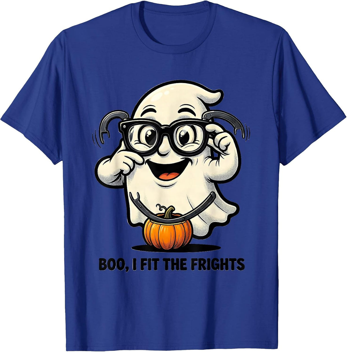 Boo I Fit The Frights Cartoon Halloween Optometrist Eye T-Shirt - Royal Blue