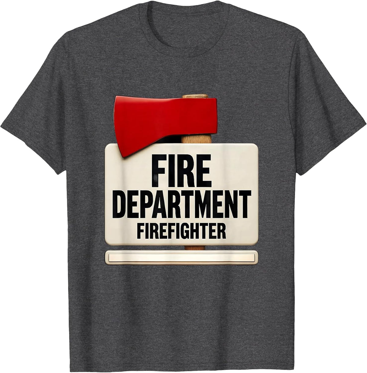 FIRE DEPARTMENT FIREFIGHTER Funny Fireman Halloween Costume T-Shirt - Dark Heather Grey