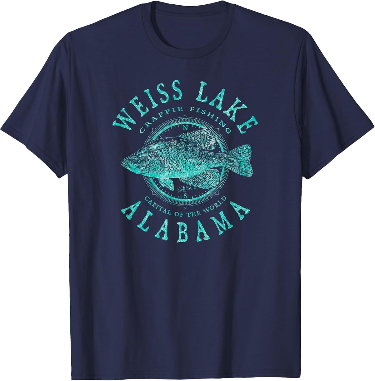 JCombs White Lake, Alabama, Crappie Fishing T-Shirt - Navy Blue
