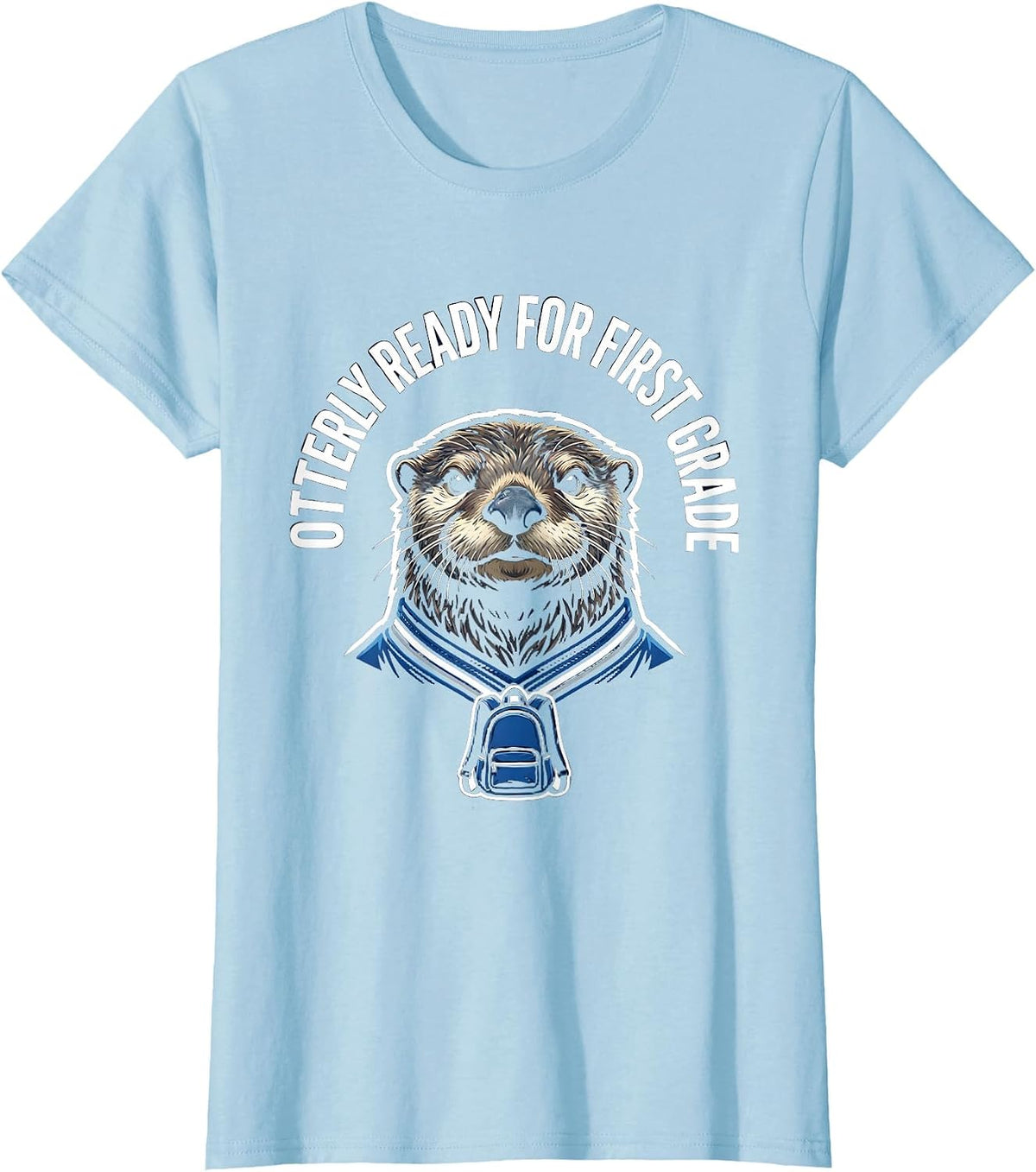 Otterly Ready For First Grade Sports Varsity Otter Teacher T-Shirt - Baby Blue