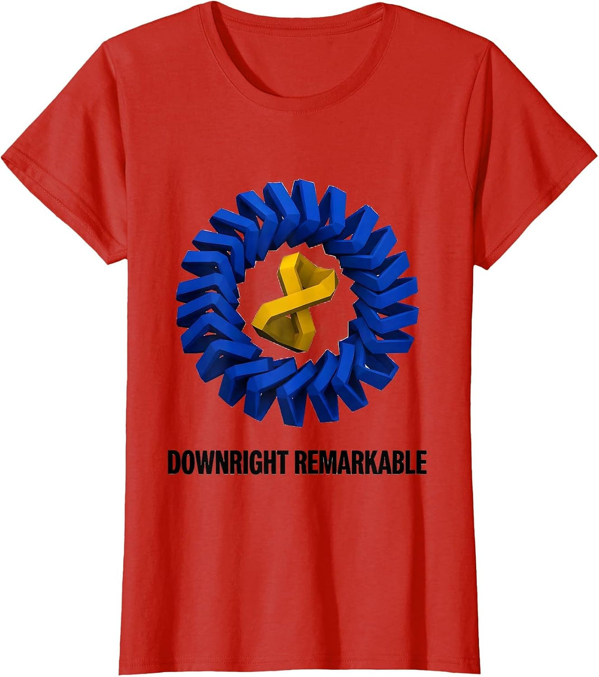 Women's Downright Remarkable Geometric Down Syndrome Awareness T-Shirt - Red