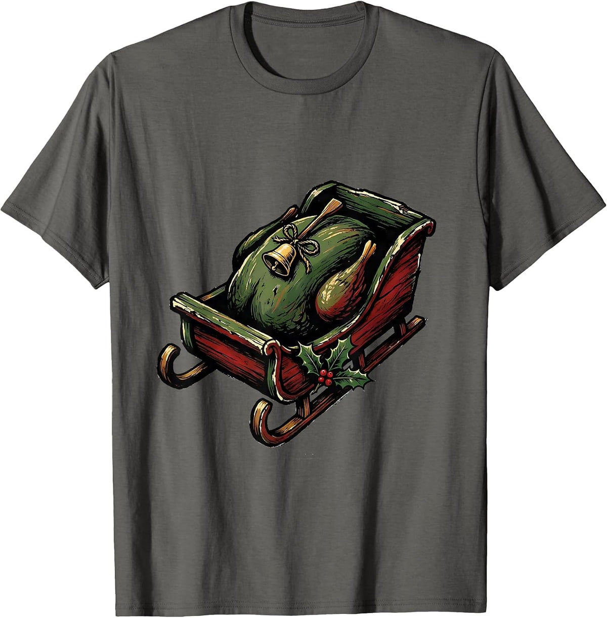 Wooden Turkey Box Call Holiday Humor Gag Gift T-Shirt - Asphalt Grey