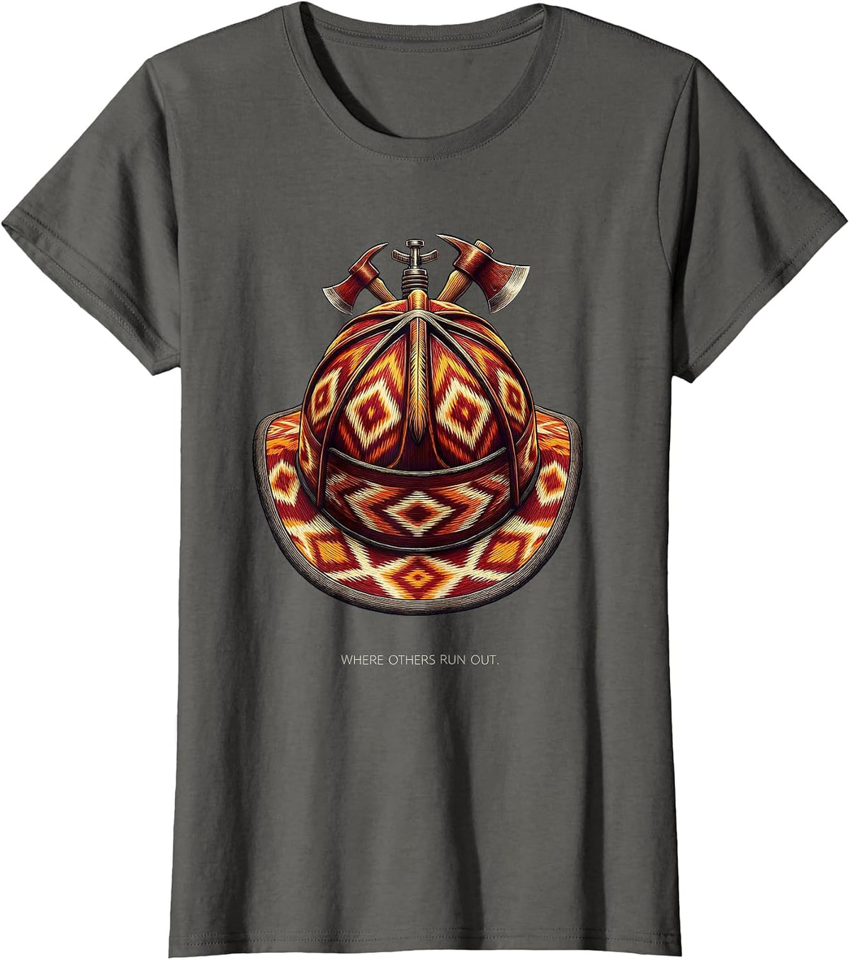 Women's Where Others Run Out Firefighter Design T-Shirt - Asphalt Grey