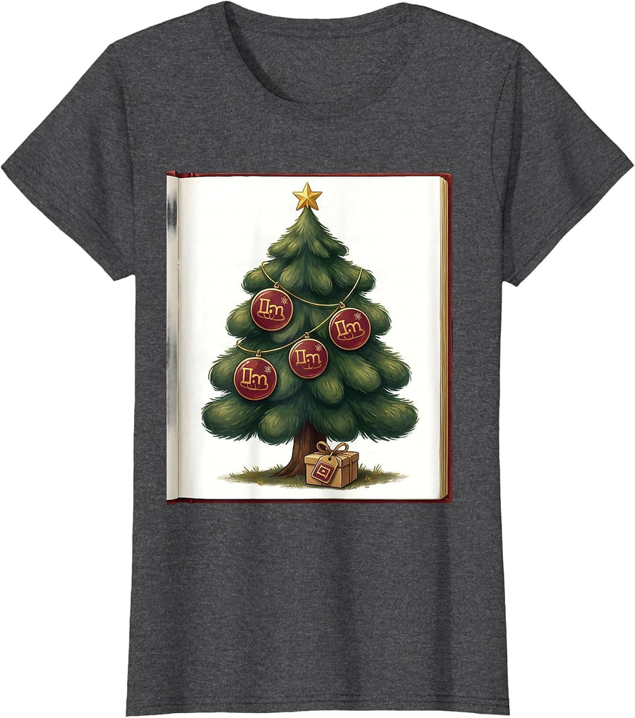 Women's Storybook Conifer Tree Chemistry Element Ornaments Science T-Shirt - Dark Heather Grey