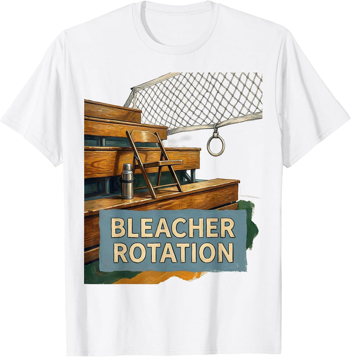 Bleacher Rotation Storybook Volleyball Humor Teen Girl T-Shirt - White
