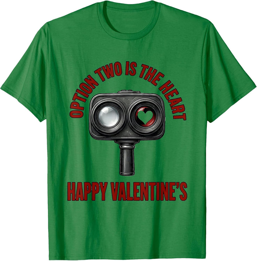 Men's Option Two Is The Heart Happy Valentine's Optometrist T-Shirt - Kelly Green