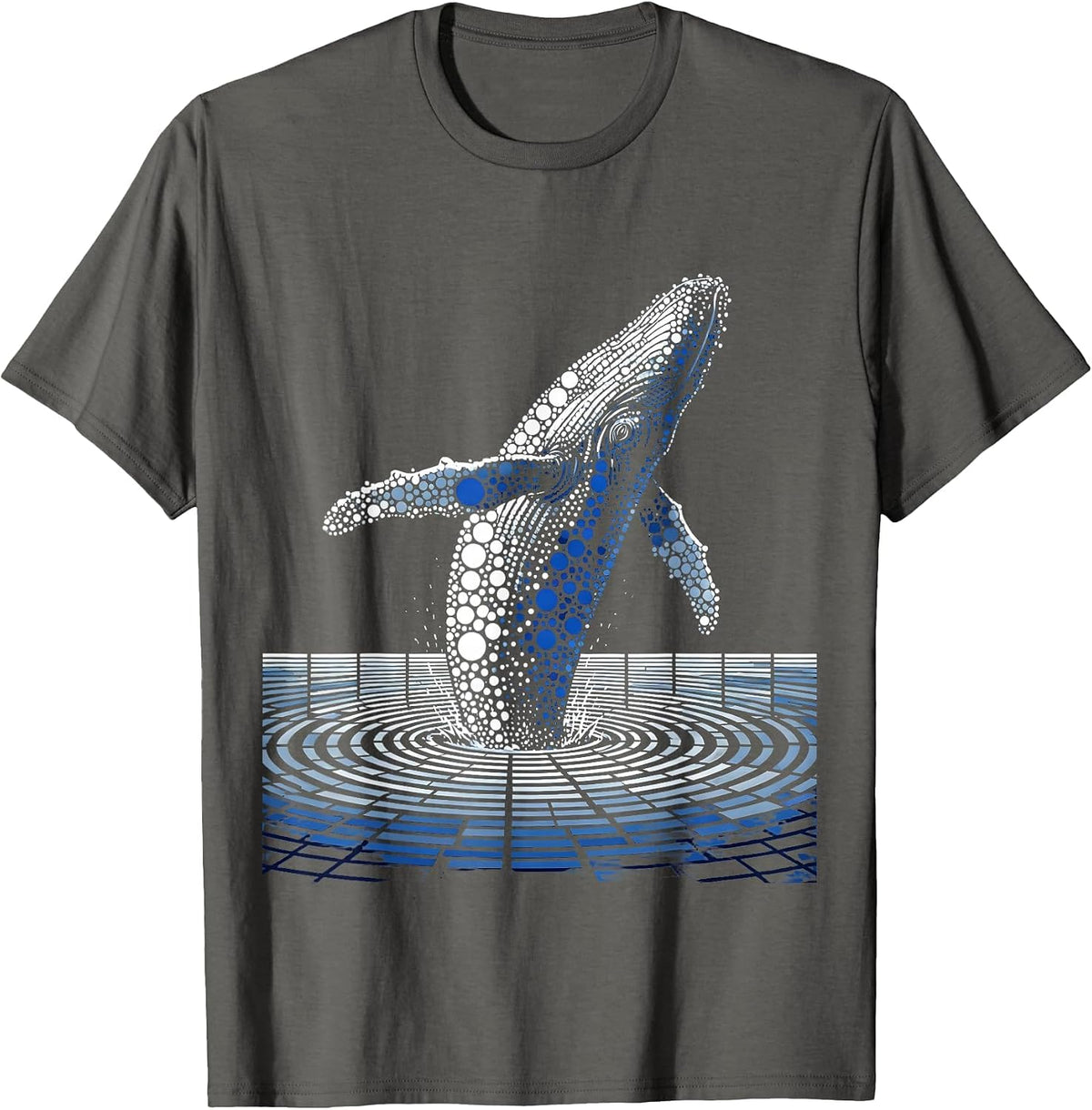 Men's Polka Dot Whale Breaching Ocean Surface T-Shirt - Asphalt Grey