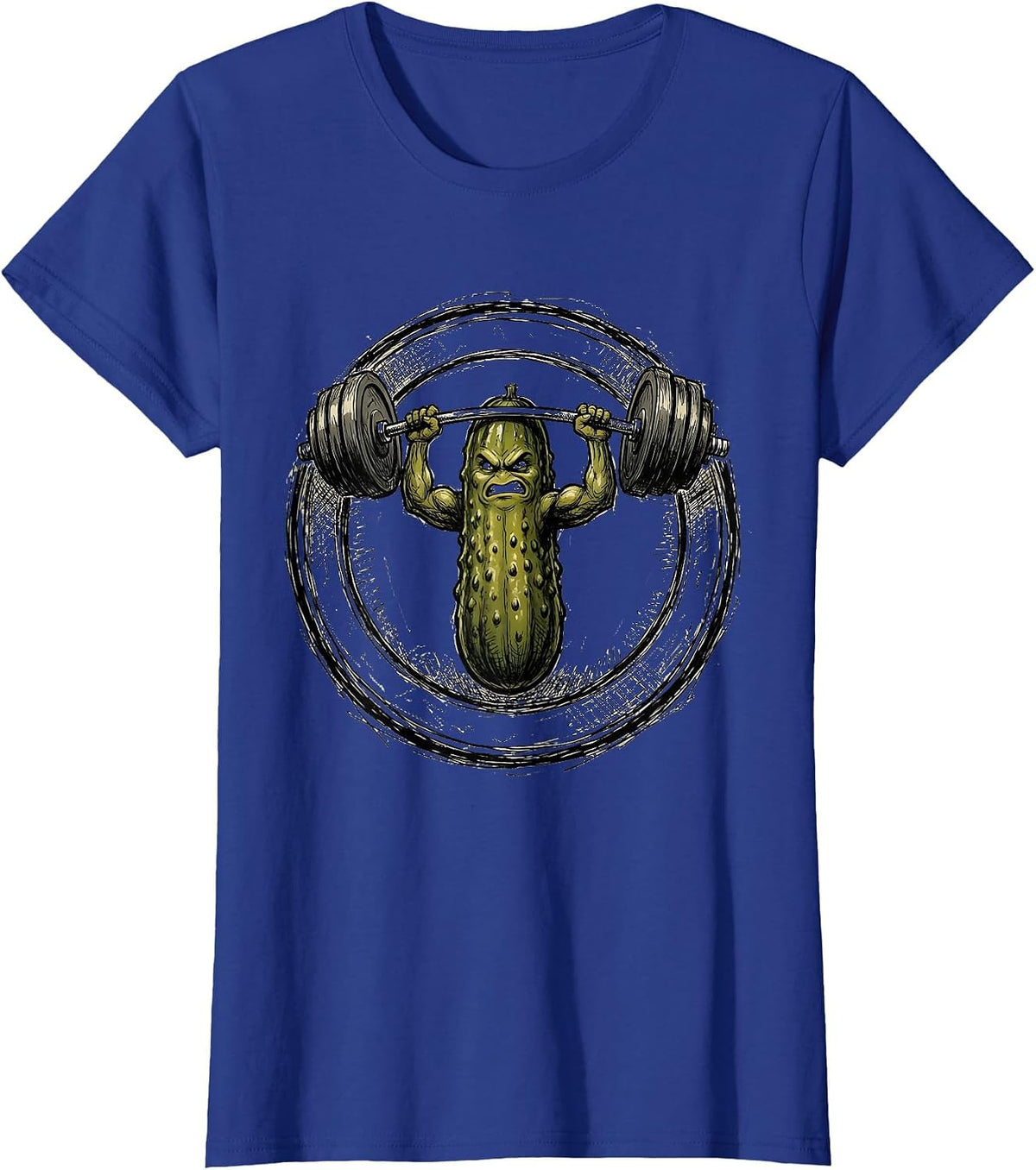 Women's Pickle Powerlifter Funny Weightlifting Graphic T-Shirt - Royal Blue