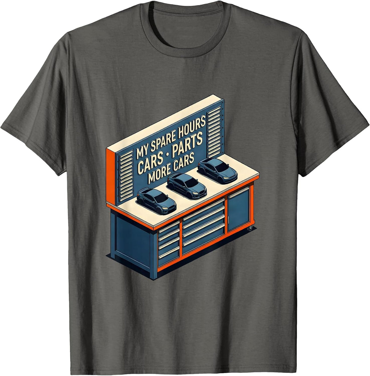 My Spare Hours Cars Parts More Cars Funny Car Guy Car T-Shirt - Asphalt Grey