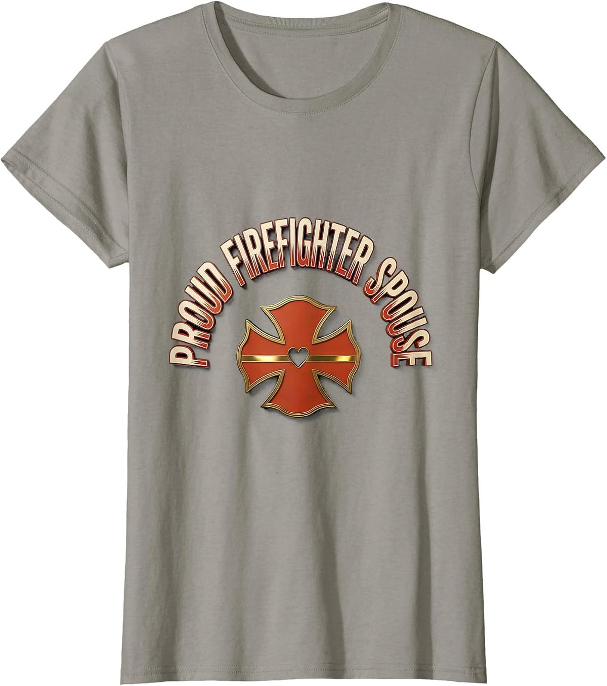 Women's Proud Firefighter Spouse Heartfelt Family Pride Thin Red T-Shirt - Slate Grey