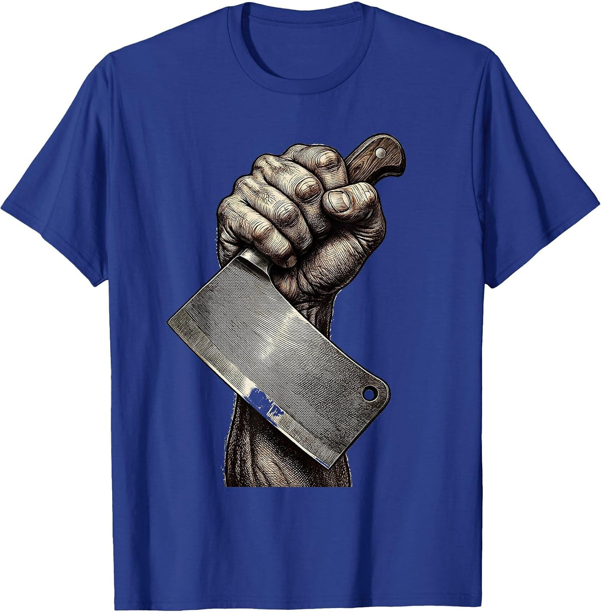 Bold Chef Fist Butcher Knife Graphic T-Shirt - Royal Blue